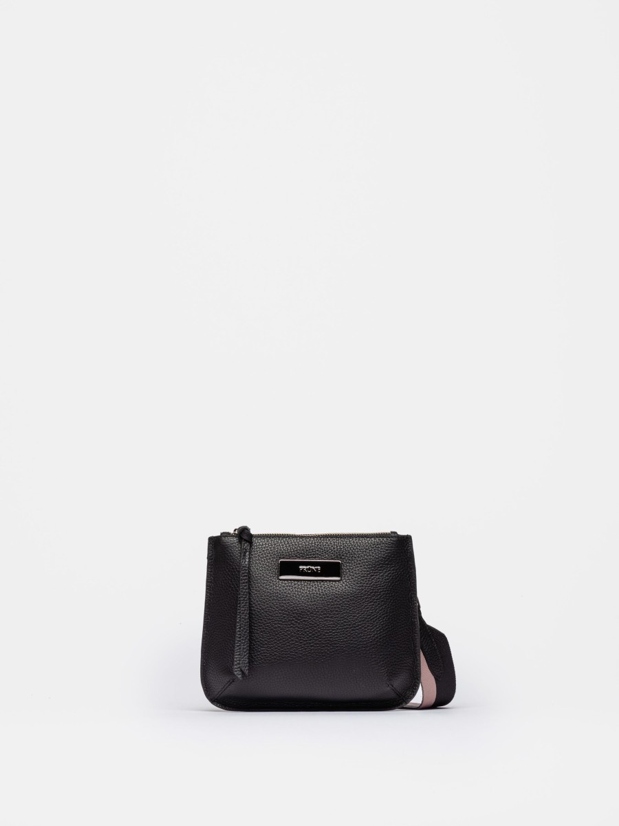 Carteras Prüne  | Mini Bag Mia En Cuero Graneado Negro