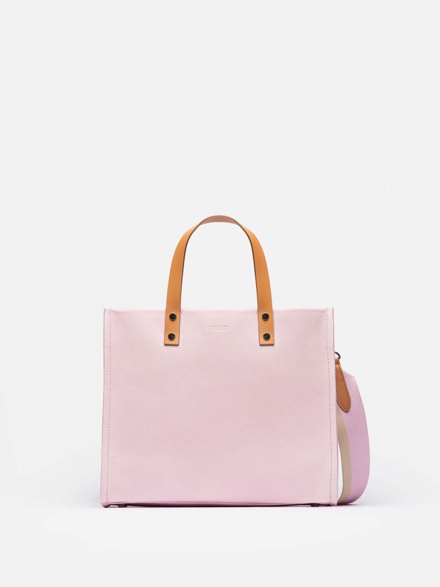 Carteras Prüne  | Cartera De Mano Cerdena En Cuero Graneado Rosa